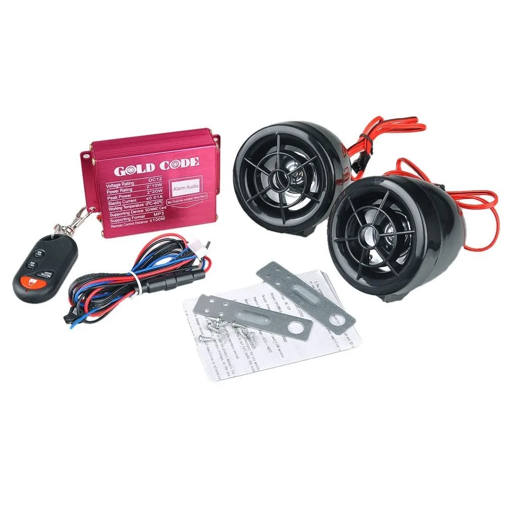 Sistema de Som Remoto sem Fio do Carro da Motocicleta Alto-falantes de Áudio Sistemas de Alarme Rádio Alto-falante Anti-roubo Moto Mp3 Áudio fm Usb sd 13 Conjuntos de alto-falantes