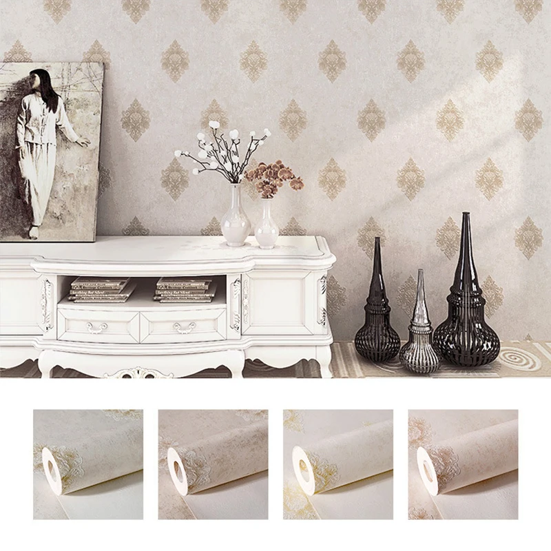 

10M Home Improvement Wall Paper Modern Fashion Non-woven 3D Coining Wallpaper Rolls for Bedroom Background Wall 5 Colors