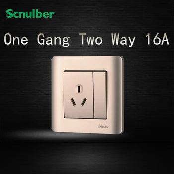 

86mm champagne 16A 3 pin 250v switched socket and 1 gang 2 way wall switch