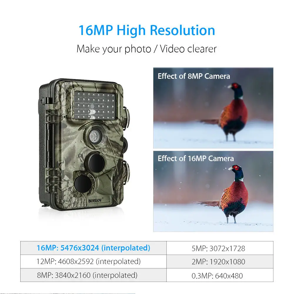  BOBLOV CT009 Hunting Camera 16MP Trail Camera Farm Security Wild Cameras IR Night Vision Photo Trap