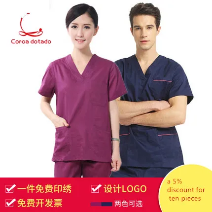 

Surgical coat for short sleeved man split body suit surgical coat brush hand dress isolation nurse practitioner's clothing