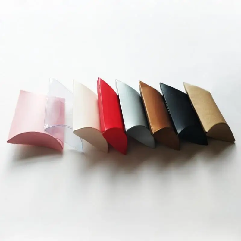 

100pcs New Style Pillow Shape Box Candy Box Gift Box For Wedding Party Favor Decor Paperboard / Pvc /brown Kraft Sac Cadeaux