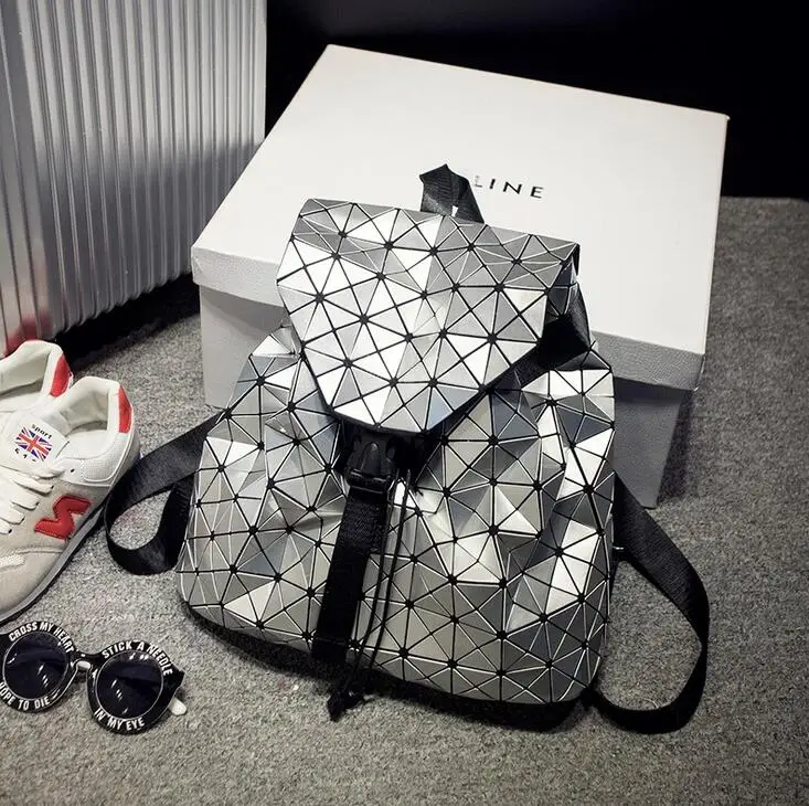 Maelove 2017 New Fashion Women bag Backpack Geometric Shoulder Student s school bag Hologram backpack Luminous