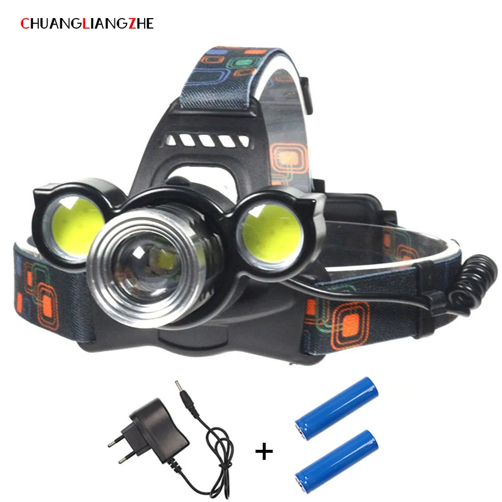 

CHUANGLIANGZHE T6 + COB Headlamp LED Camping Headlamp Waterproof Fishing Light Rechargeable Flashlight Headlight 2400 Lumens