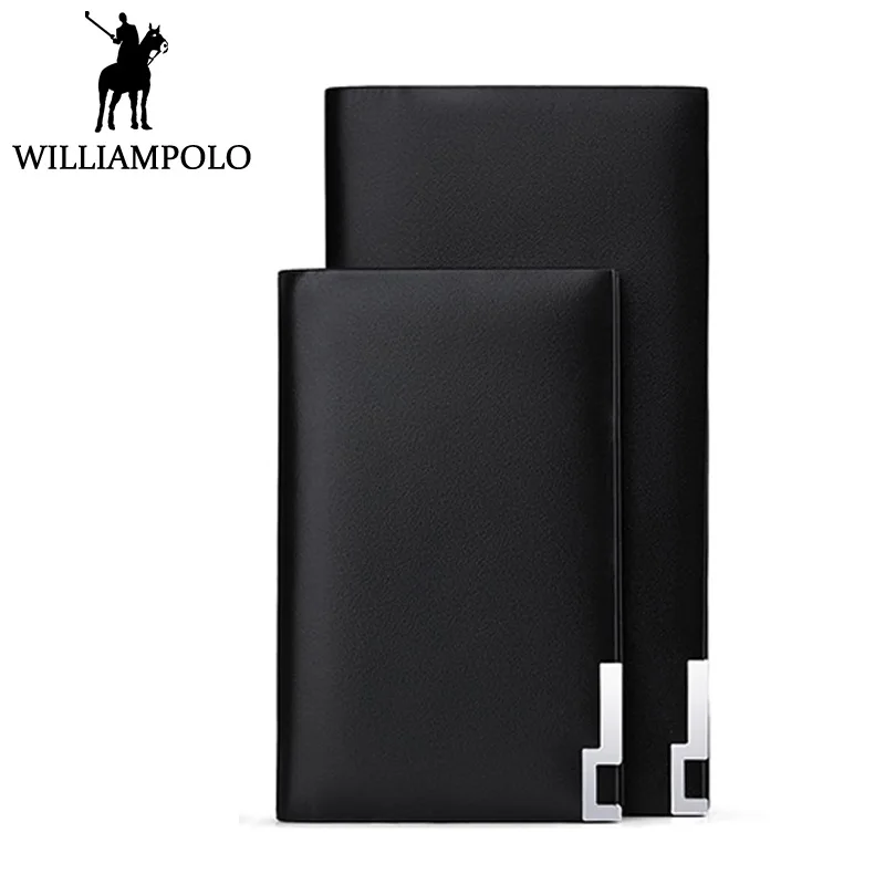 

WILLIAMPOLO Genuine Leather Card Holder Men Credit Card Case Cowskin Black ID Card Wallet Holder For Men Fashion Brand Gift Male