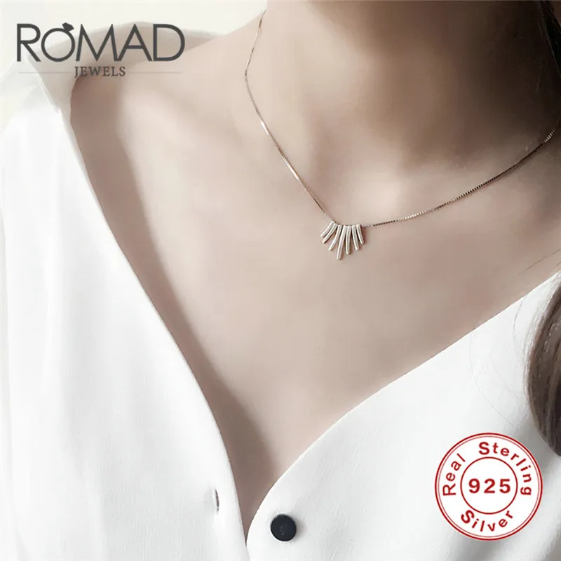 

ROMAD Solid 925 Sterling Silver Geometry Tassel Pendant Necklaces for Women Fashion Tassel Necklace Sterling-silver-jewelry R4