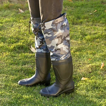 

29.5cm Large Navy/Forest Camouflage Fishing Waders Boot Over knee Waterproof Boot Telescopic belt Wear-Resisting Fishing Waders