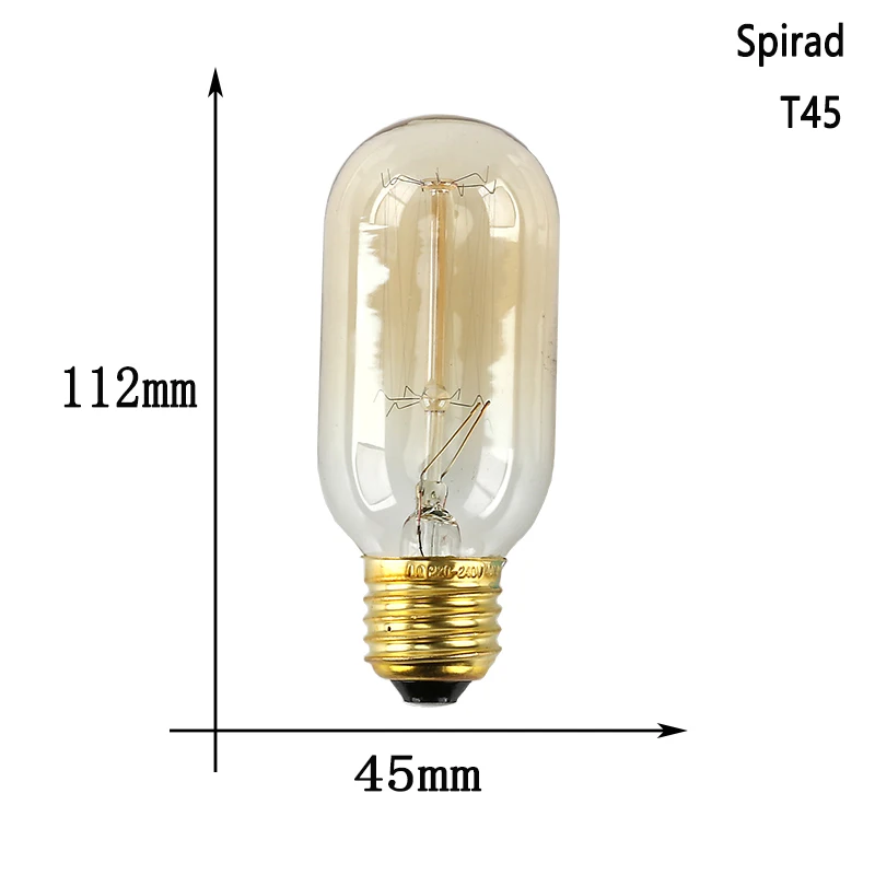 Светодиодный лампы Эдисона Ретро лампа накаливания E27 Винтаж в стиле ламп накаливания 220 V T45 лампы для домашнего декора Bombillas внутреннего освещения - Цвет: T45 spiral