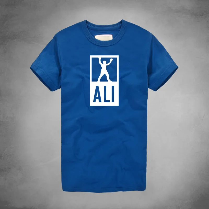 Мужские футболки с надписью «MUHAMMAD ALI», Повседневная футболка для фитнеса, чемпион по боксу, ММА, короткий рукав, принт, повседневная хлопковая одежда, футболки - Цвет: blue