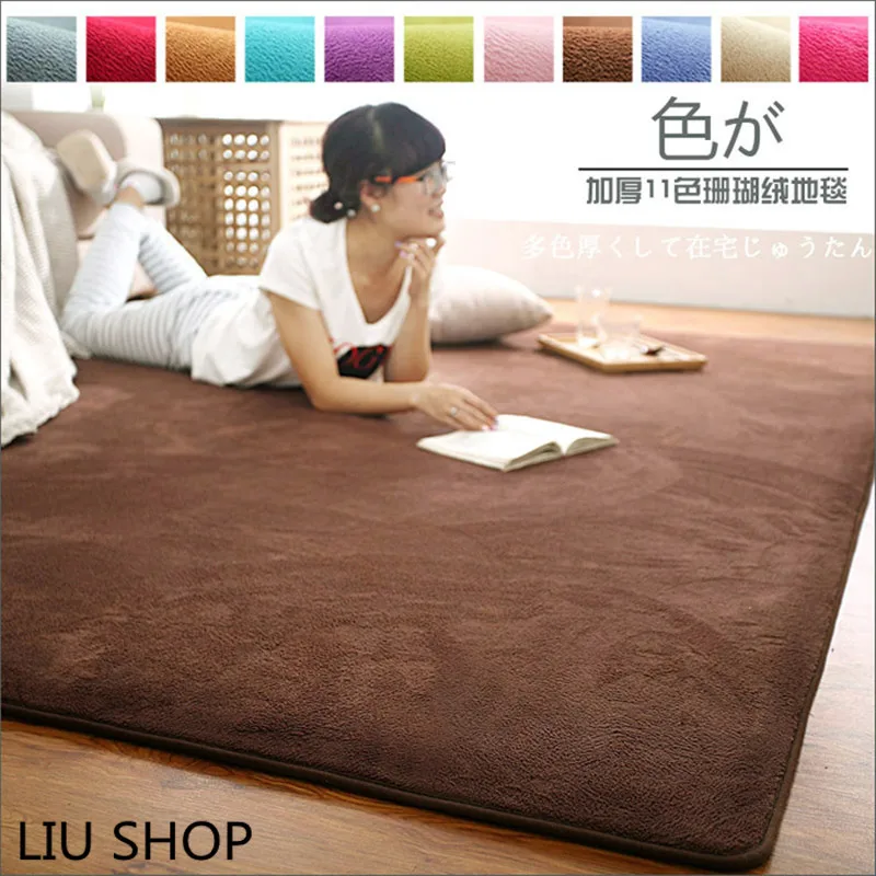 

LIU 14 colors coral velvet large carpet bedroom shop living room bedside table modern rectangular home rug soft sofa tatami mat