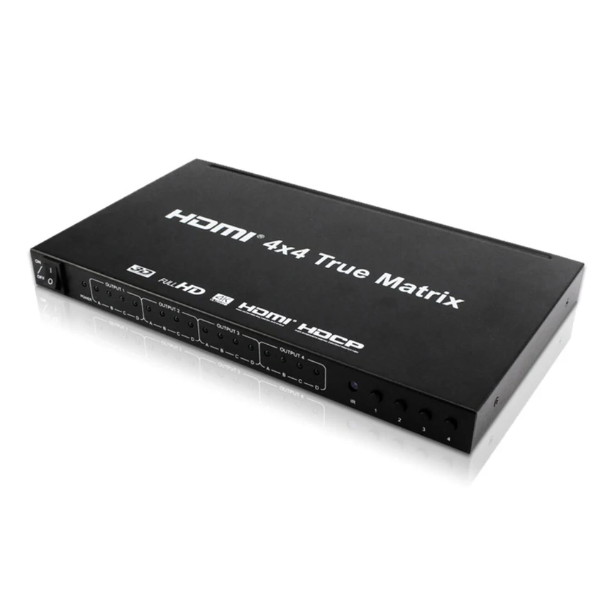 4X4 Matrix Switcher 4K Ultra HD HDMI 4 Ports Inputs and 4 Port Outputs Supports 4Kx2K@30HZ HDCP 3D & Deep Color