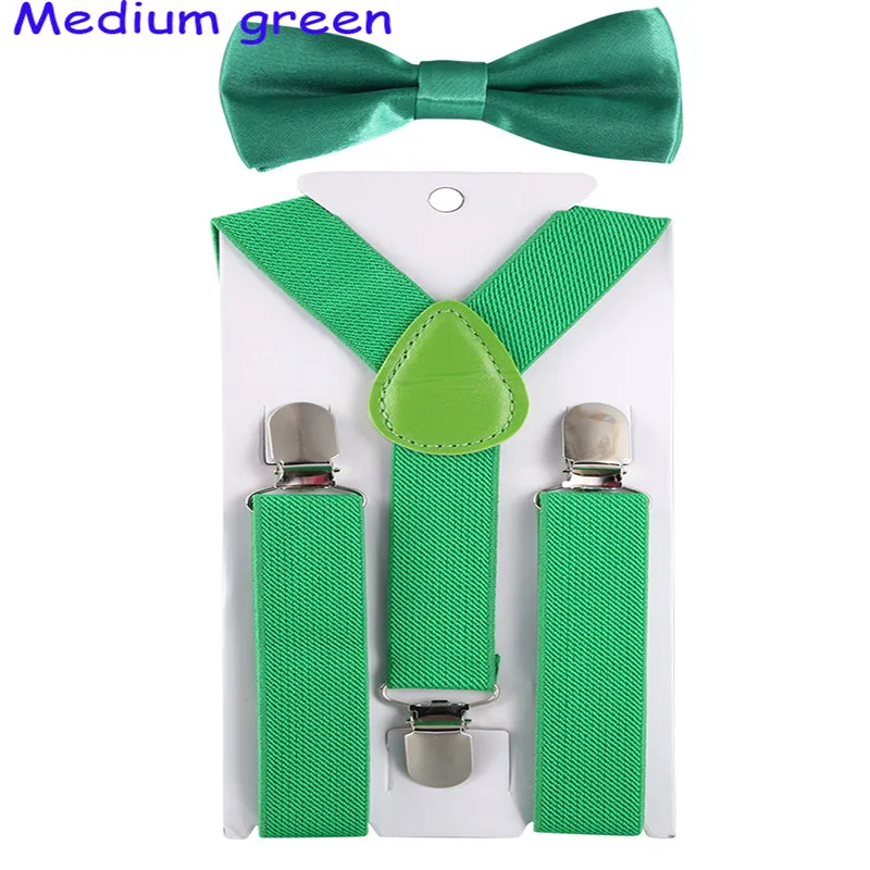 Light Green Детские регулируемые эластичные подтяжки с галстуком-бабочкой, брекеты для мальчиков и девочек, подтяжки, Детские свадебные галстуки, аксессуары, Детский комплект с галстуком-бабочкой - Цвет: Light Green