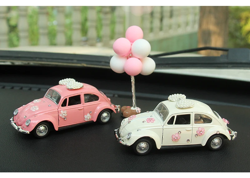 Милые украшения для салона автомобиля милый розовый белый автомобиль модель лук горный хрусталь мультфильм фиксированный автомобиль аксессуар авто Декор набор
