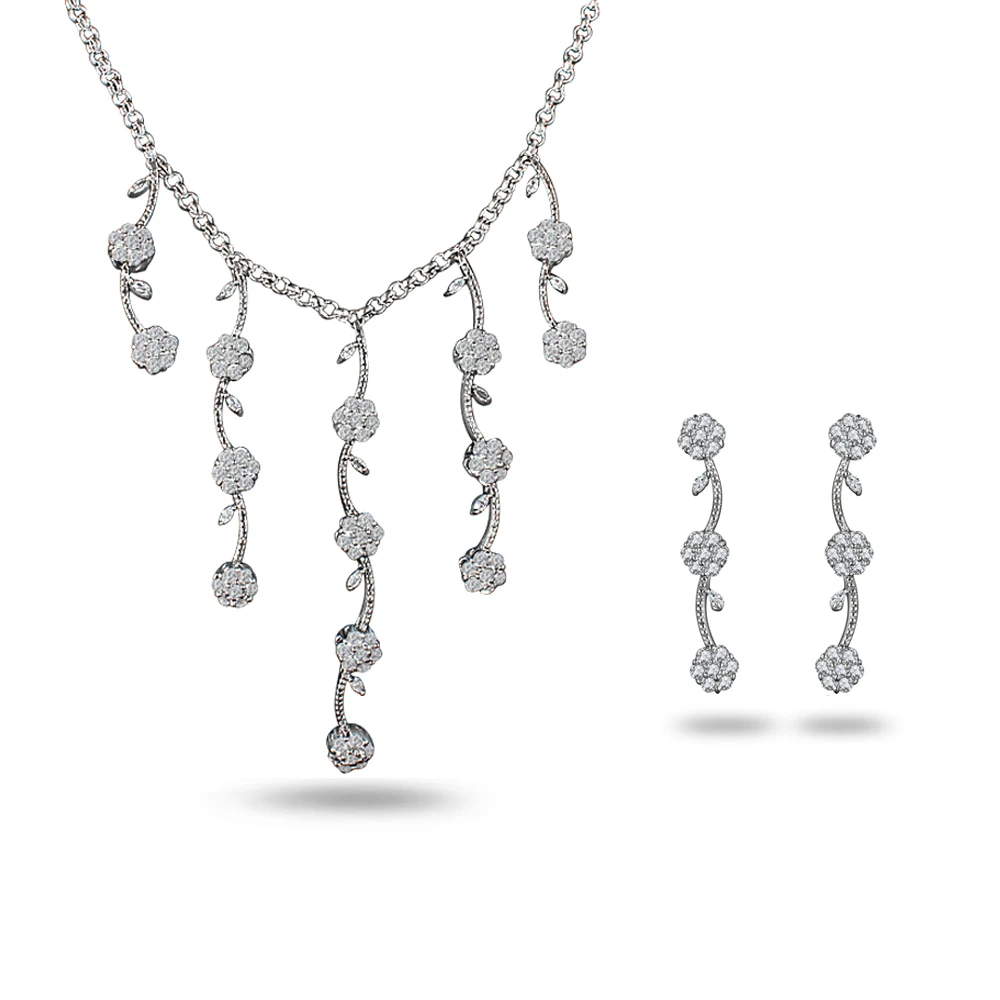 

Bridal Austrian Crystal Necklace and Earrings Jewelry Set Gifts fit with Wedding Dress