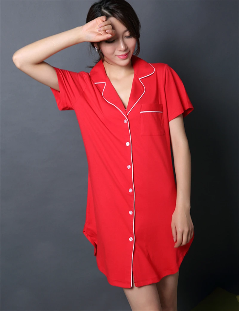 short sleeve button up nightgown