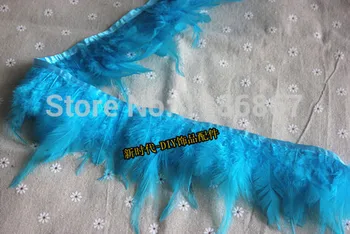

Free shipping Turquoise Rooster Hackle Feather fringes 5 meters chicken feathers fringe 4-6" 10-15cm Hackle feather trimming
