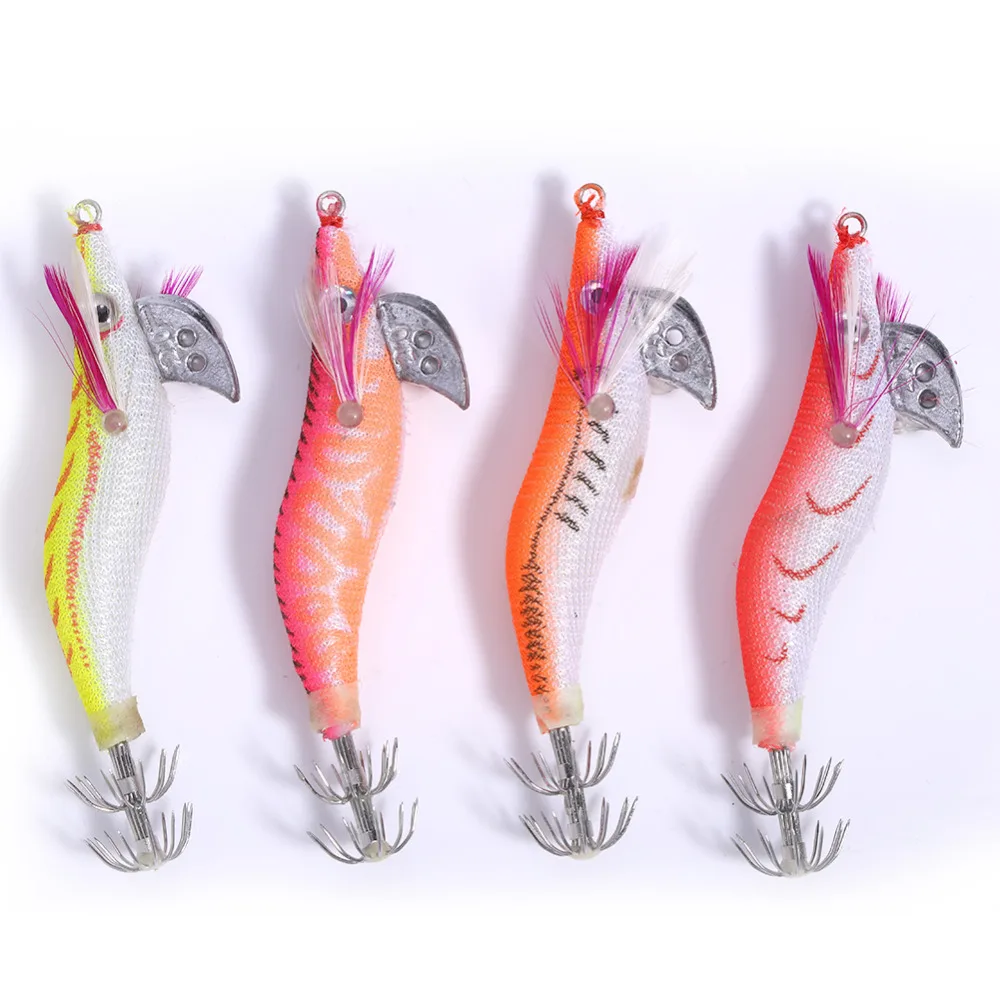 

4pcs Luminous Plastic Fishing Lure Squid Skirt Artificial Shrimp Bait Octopus Cuttlefish Jigging Lures Night Dawn Fishing Kit