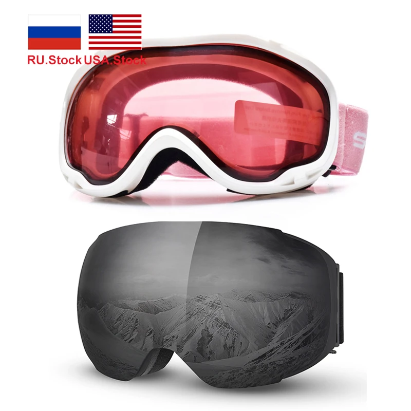 Лыжные лыжные очки, маска для снегохода, двухслойные очки для сноуборда, UV400, анти-туман, защита от снега, очки для мужчин и женщин