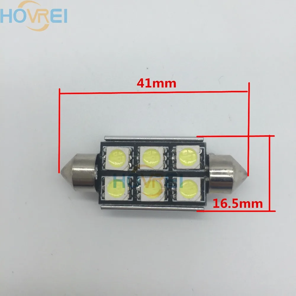 10 шт./лот 41 мм 6 SMD СВЕТОДИОДНАЯ автомобильная лампа белая внутренняя купольная
