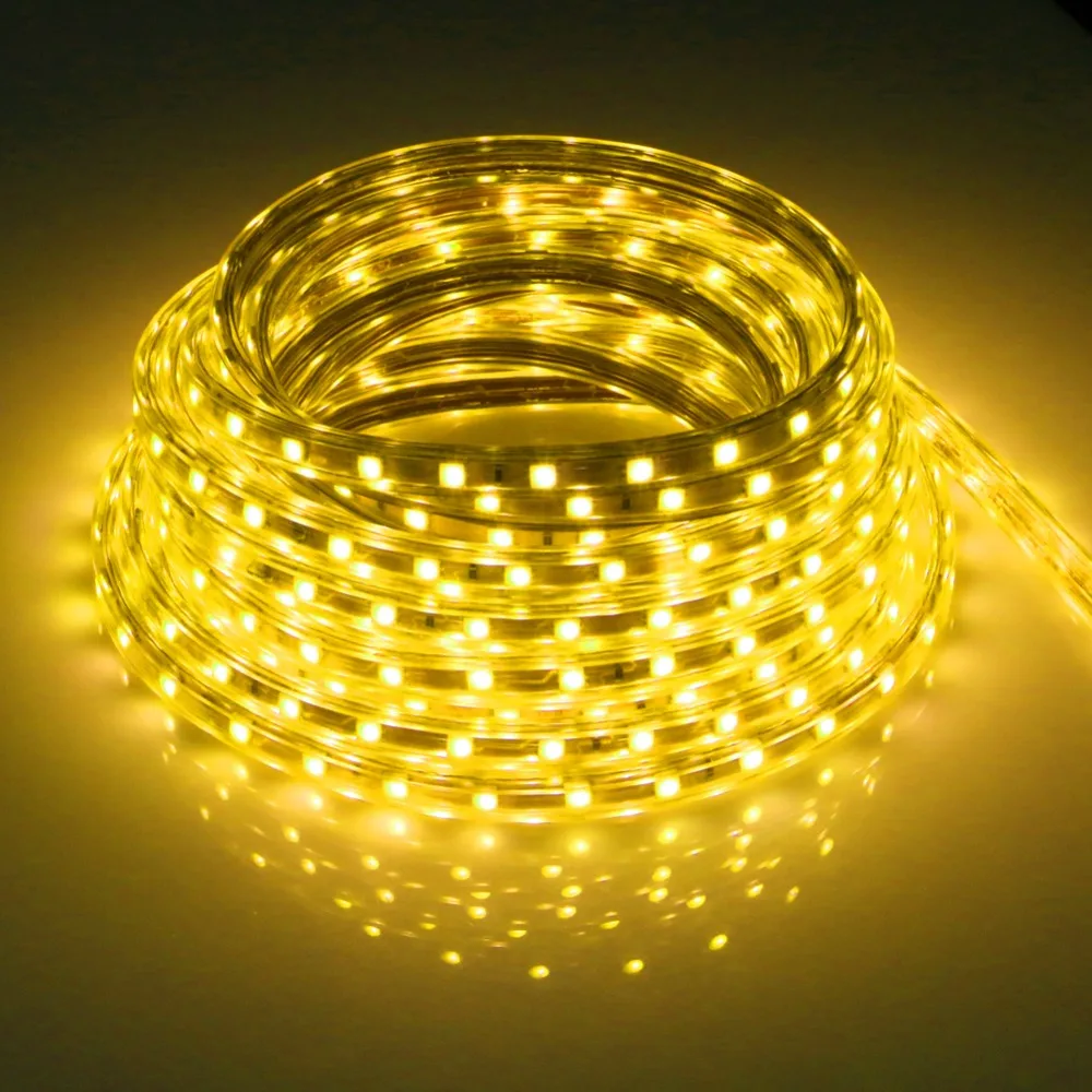 Waterproof 1 10M SMD 5050 LED Strip 220V Flexible Tape Rope Light + US