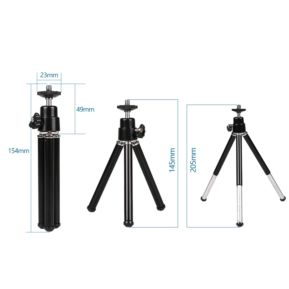 Kaliou Black Aluminium Table Desk Mini Tripod Travel Stand Holder for Gopro 7 6 5 4 3+ 3 2 1 Mobile Phone iPhone Samsung Huawei'