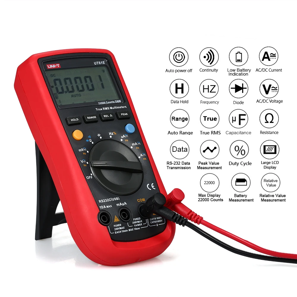 UT61E Цифровой мультиметр ESR метр True RMS мультиметры AC/DC измеритель напряжения тока Диодная цепь непрерывность Емкость Тестер