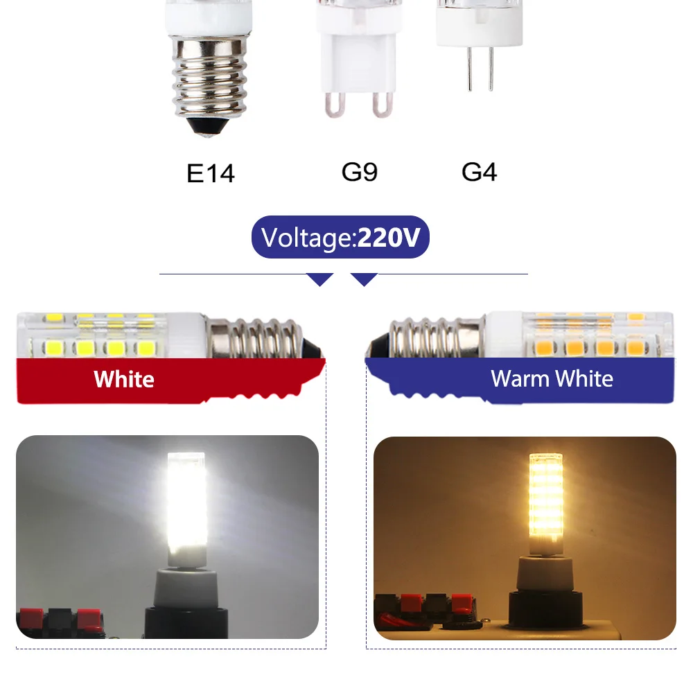 1PSC Светодиодная лампа E14 G9 G4 5 Вт 220 В лампада LED белый/теплый белый светодиод