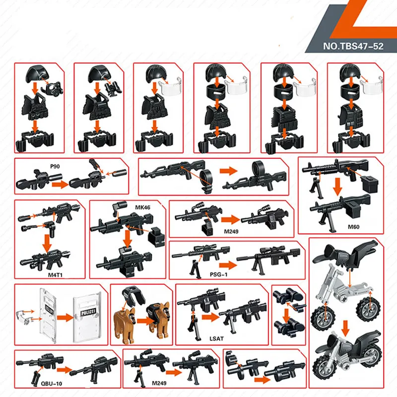 Günstige Neue Kompatibel LegoINGlys Military Vereinigten Swat Armee Air Force Minifigur Waffe Bricks Bausteine Spielzeug Kinder Geschenke