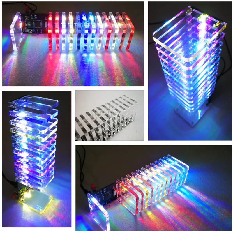 

Claite 13 Piece Crystal Board 3D LED Light Cube Kit For Music Spectrum Analyzer USB Audio LED Spectrum For Pub Advertisement