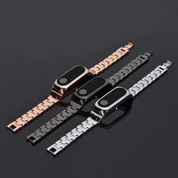 

Metal Mi Band 2 Strap for Xiaomi 2 Wristband Bracelet Strap Replacement Wrist Belt Accessories included Film Tools Silver Black