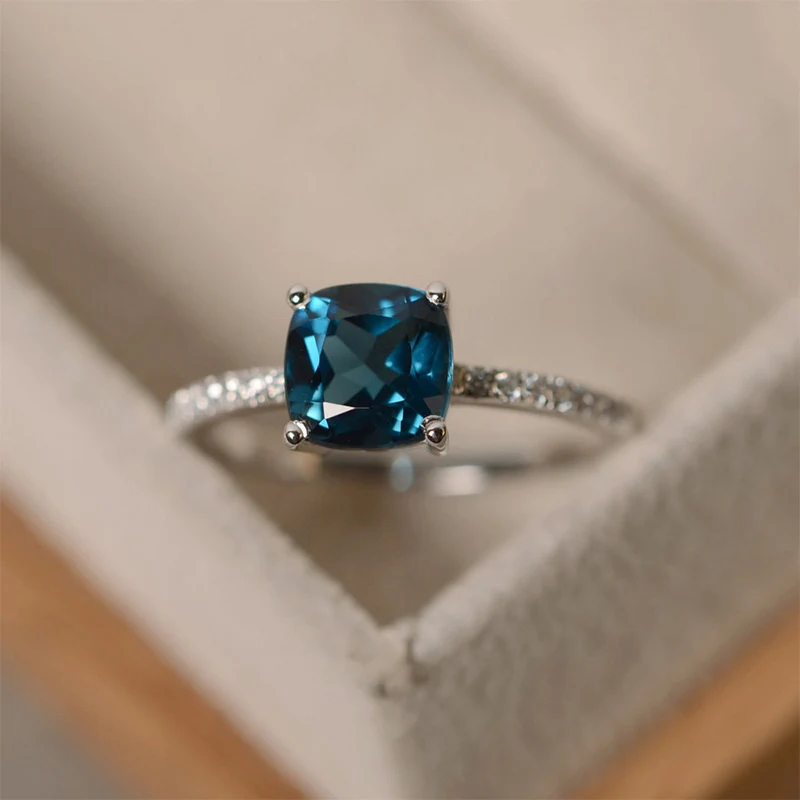 Модное дизайнерское кольцо, кольца с большим квадратным небом, кольца с синим камнем, Обручальные, свадебные, подарок на день Святого Валентина, циркониевые роскошные кольца с зеленым инкрустированным камнем