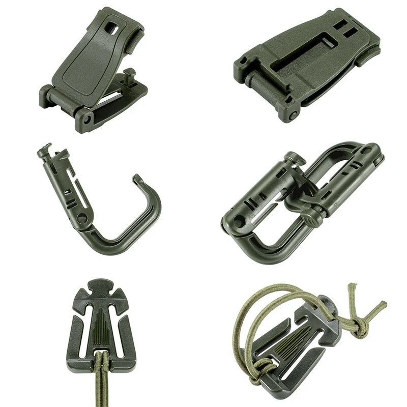 

13pcs/set Backpack Ribbon Accessories (Tactical) Gear Webbing Connecting Buckles Ribbon Clip D Ring Hooks Carabiner Zipper Bag