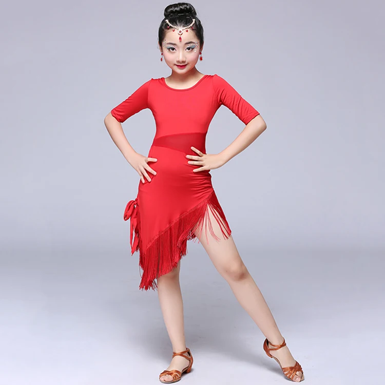 Kids Tassel Latin Dance Skirt (3)
