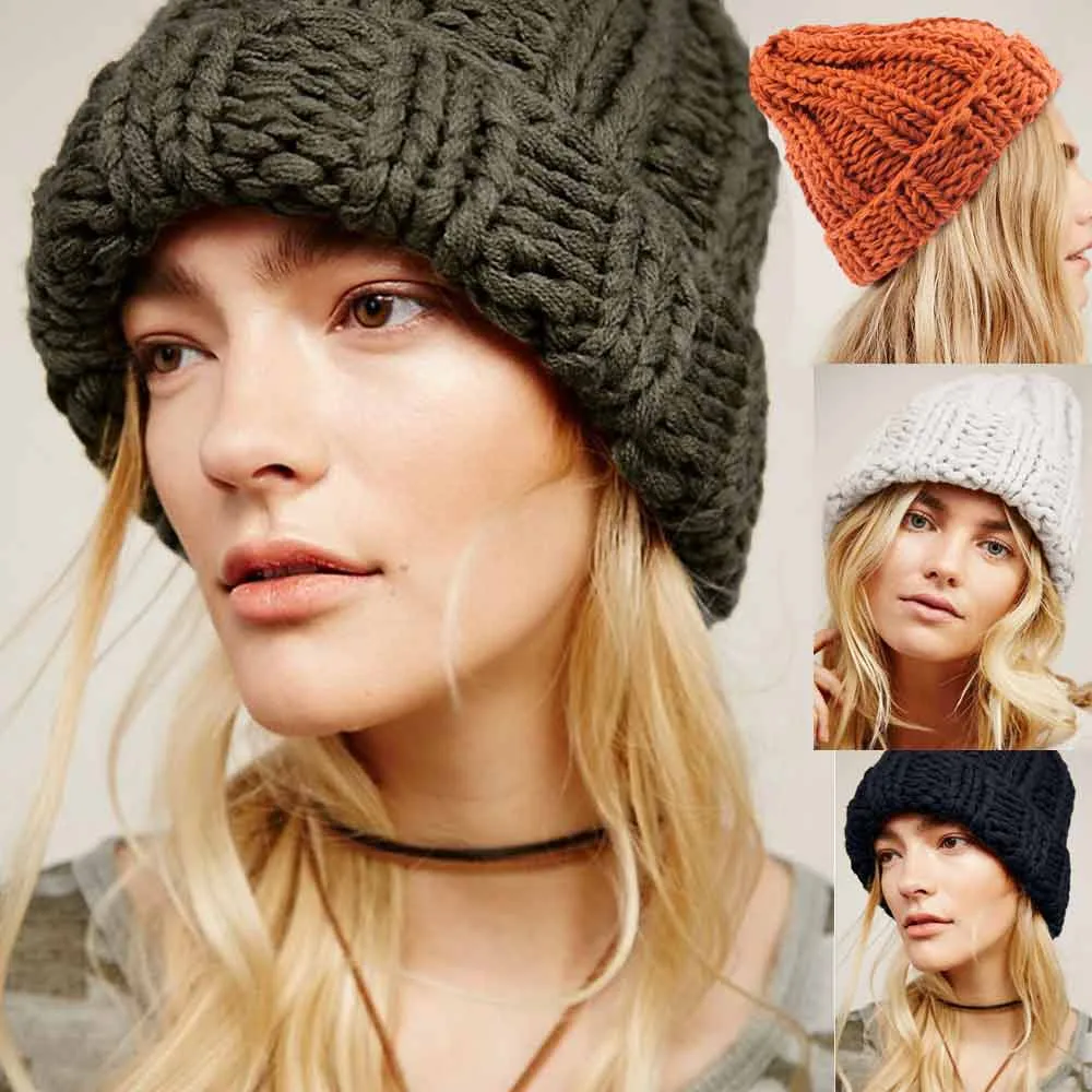 

Women Fashion Keep Warm Manual Wool Knitted Earmuffs Hats Girls Caps 11.20