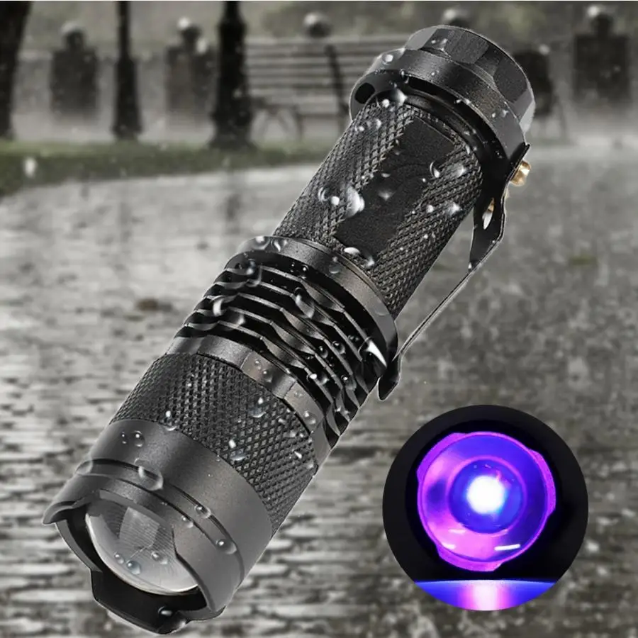 

Portable Waterproof Adjustable Zoom 395nm UV-Ultraviolet LED Flashlight Torch