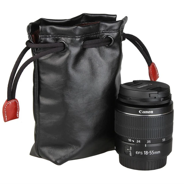Buy Camera Lens Bag Soft PU Leather Storage Bag