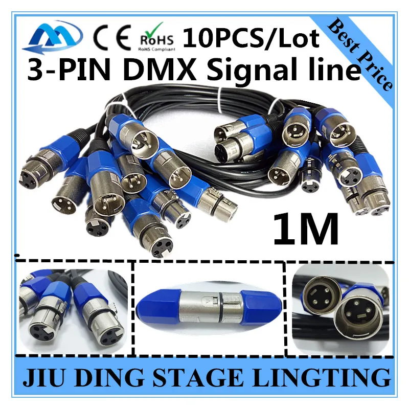 10PCS / 1M 2M 3M 4M 5M DMX signal lines Signal line metal XRL 3 PIN DMX