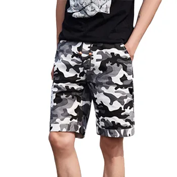 

Fashion Men Shorts Wave Point Camouflage Button Pocket Elastic Cord overalls men Shorts cargo joggers cotton shorts men c0430