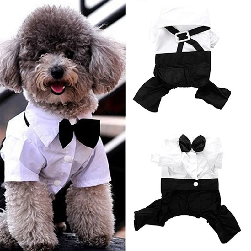 

Pet Clothes Western Style Puppy Dog Jumpsuit Suit Bow Tie Tuxedo Shirt Overall Formal Wedding Apparel Four Legs Coats Jackets 20