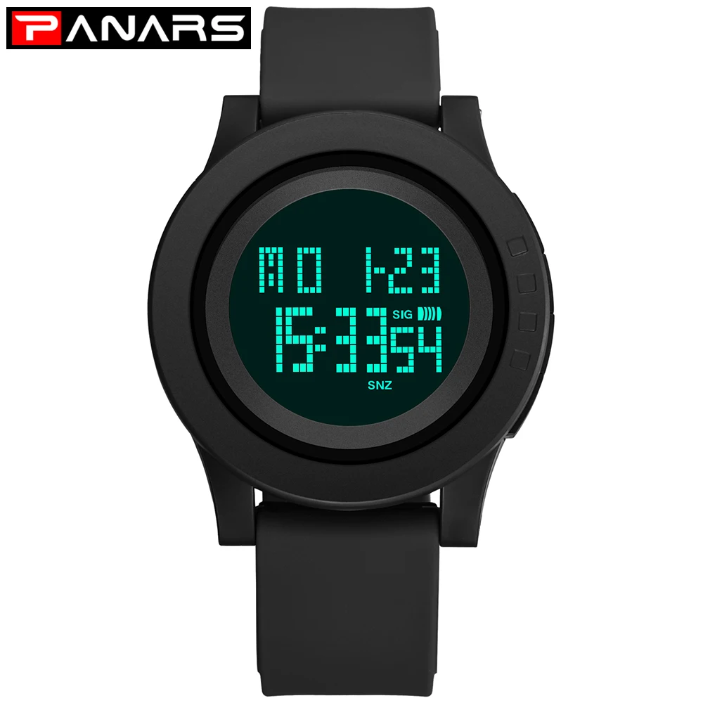 

PANARS Mens Digital Watches 5Bar Waterproof Swimming Sports Fitness led Wristwatch Stop Watch Man Chronograph Clock 8119