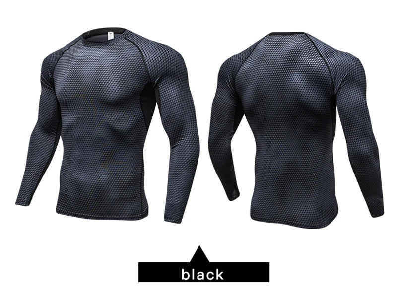 Новые мужские футболки для бега с длинным рукавом, Спортивная рубашка для мужчин с 3D принтом, быстросохнущая одежда для фитнеса и спортзала, топ для мужчин s Rashgard Футбол Джерси