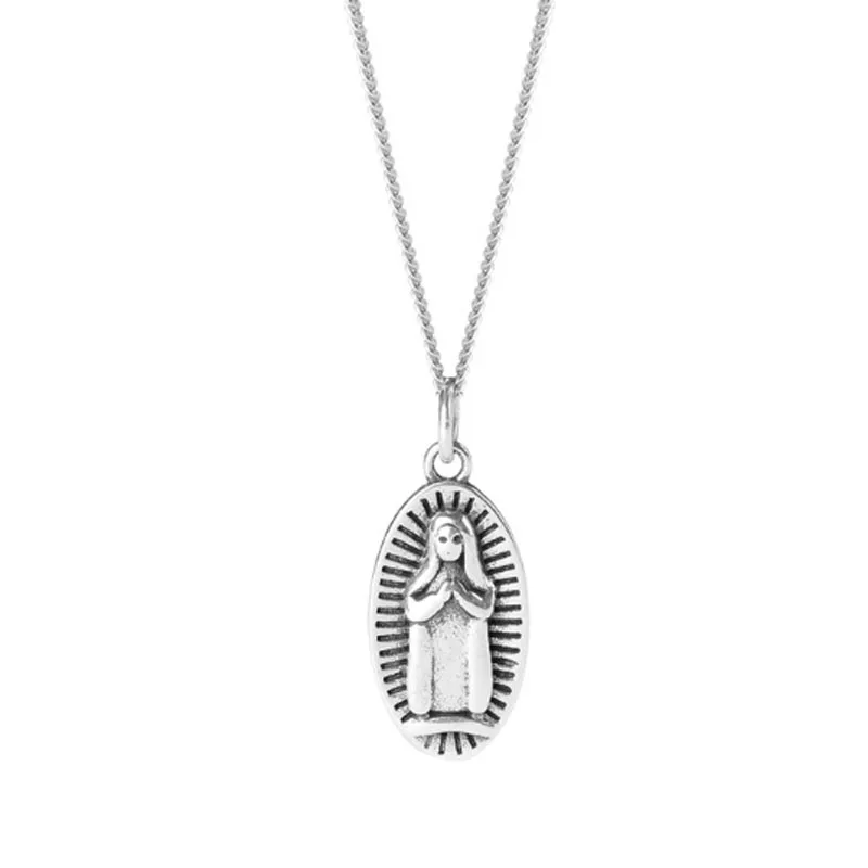 

1PC/LOT Solid 925Sterling Silver Lucky Jewelry Tai Silver Virgin Mary Bless Oval Shape Pendant Necklace Holiday Beach Gifts