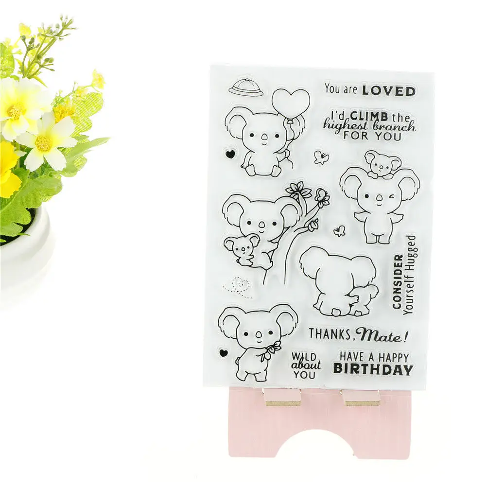 

1pc DIY 11*16cm Happy Koala Clear Stamps and Cutting Dies Set for Scrapbooking Photo Album Card Making Decoration Supply