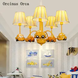 Мультфильм Творческий Автомобильная люстра обувь для мальчиков спальня детская комната свет современный простой светодиодный желтый