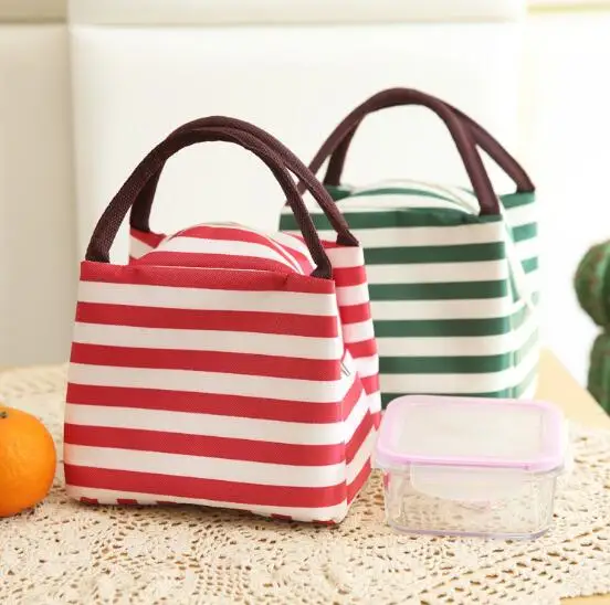 

Colorful Striped Lunch Cooler Bag Beverage Refrigerated Ice Pack Portable Ice Bag Multi-function Ice Box Shopping handbag