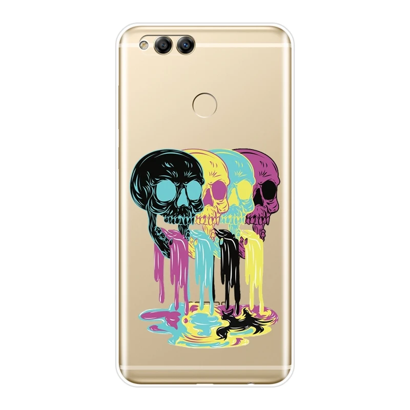 Силиконовый чехол с черепом и скелетом для Huawei Honor 7 8 9 10 Lite 7S 7X 7A 7C Pro мягкая задняя