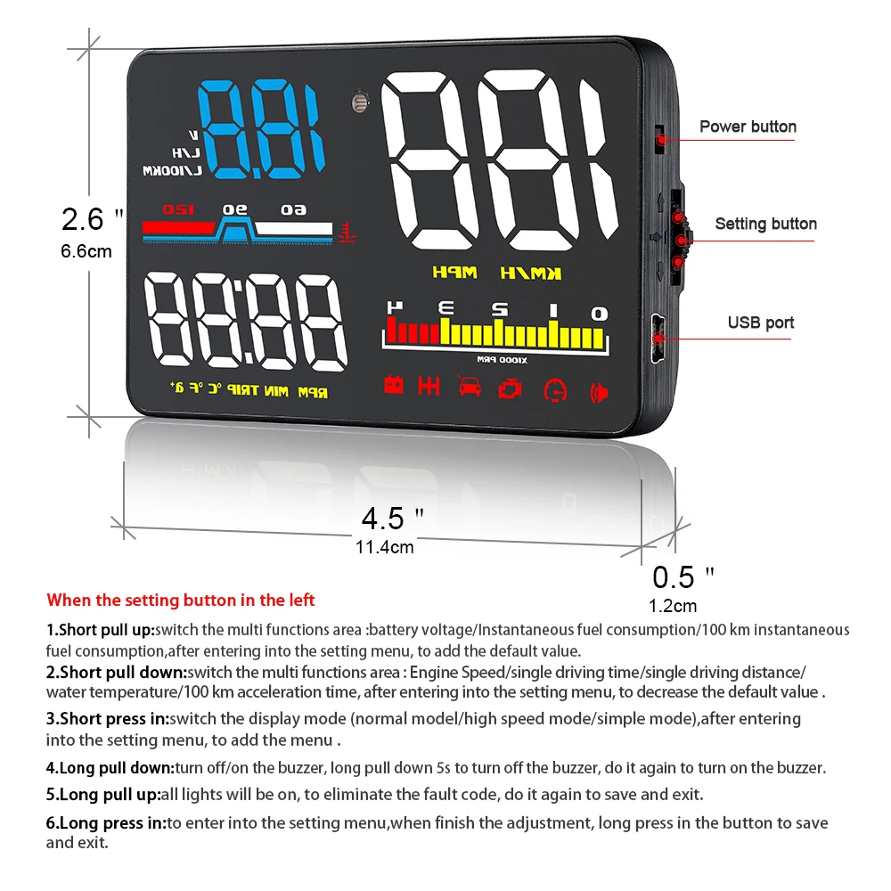 OBD2 D5000 Hud автомобильный проектор на лобовое стекло, проекционный спидометр, автосигнализация, OBD OBDII, дисплей на голову