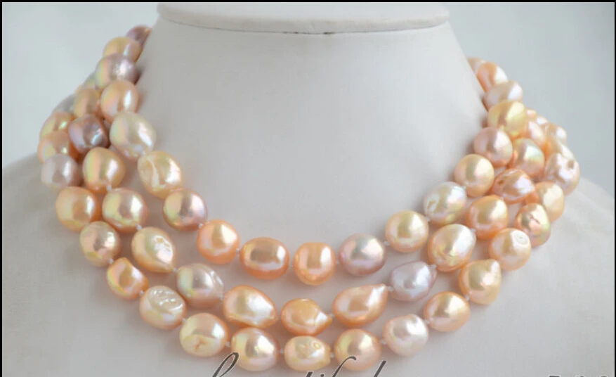 

Fast SHIPPING 15mm PINK LAVENDER BAROQUE freshwater cultured pearl necklace 48inch Z6570 NEW