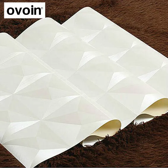Vinyl Solid White Wallpaper Modern Geometric PVC Wall Paper For Bedroom Living Room Walls Ceiling Decorative Wallpapers Roll
