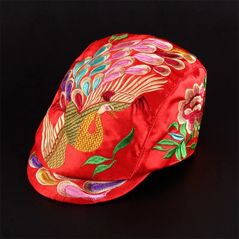 Национальный Ветер вышивка павлин, цветок шляпа козырьки открытый туристическая Кепка для женщин 01